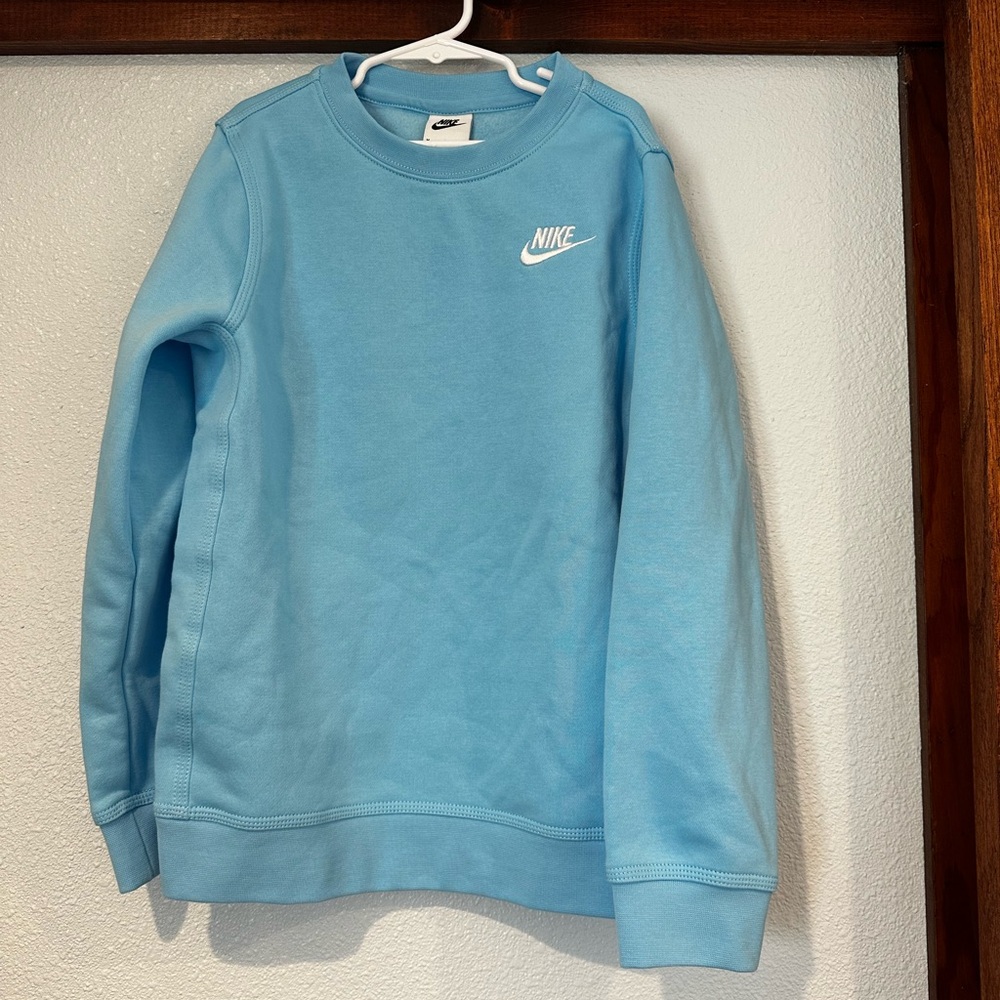 Nike Sky Blue Pullover Sweatshirt with White Logo